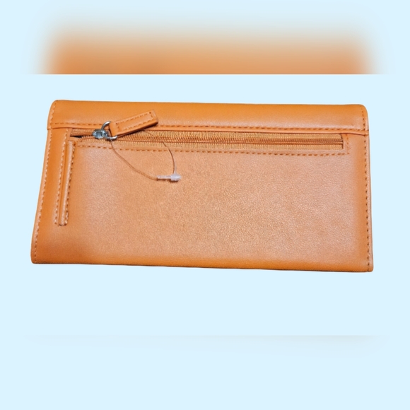 NWT Nautica Orange Wallet With Navy Fabric Interior And Silver Nautica Emblem - Picture 3 of 9